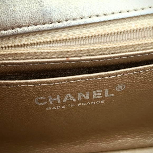 **SOLD** Chanel Mini Classic Flap in Metalic Gold and Silver Hardware - Picture 3 of 9